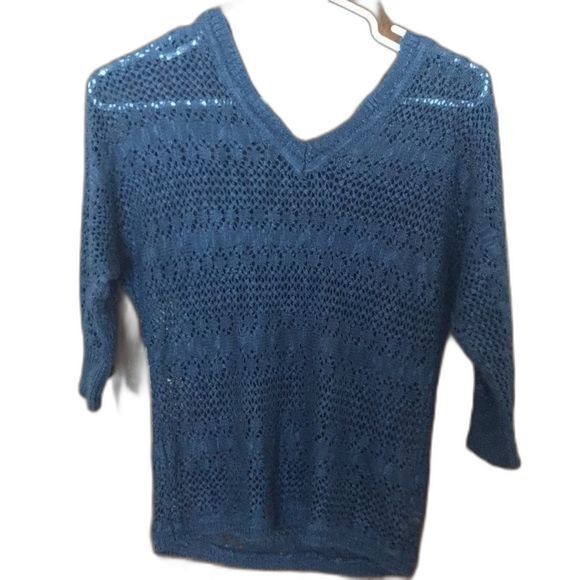 Pink Rose V Neck front/back Loose Knit Sweater Small 90's - Picture 2 of 4